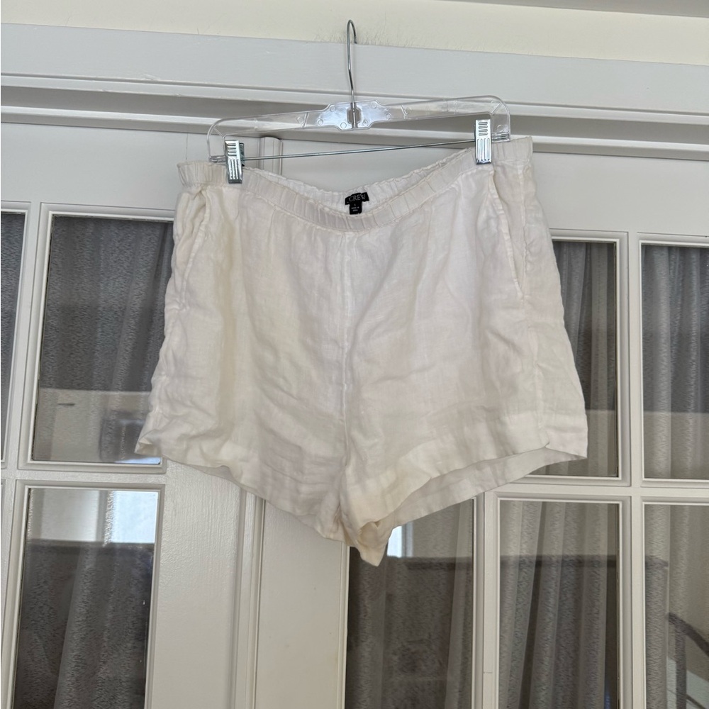 Jcrew White 100% Linen Pull On Shorts